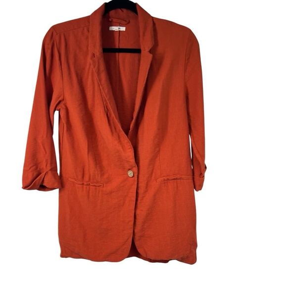 Maurices Orange Single Button Blazer Jacket Rayon Blend Sz M - Picture 1 of 10